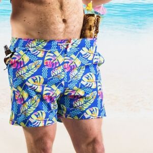 SHINESTY....Tropical Blue Men's Swim Shorts..SIZE:2X